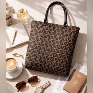 Fendi Monogram Brown and Black Zucca Tote